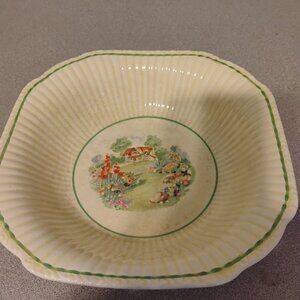 Crown Pottery Ironstone Ribbed Square Bowl Vintage